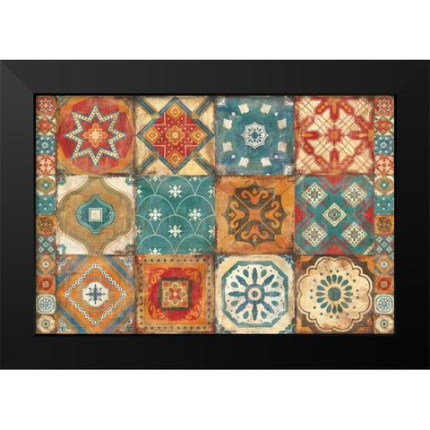 Moroccan Tiles Black Modern Wood Framed Art Print by Hilsaca, Cleonique