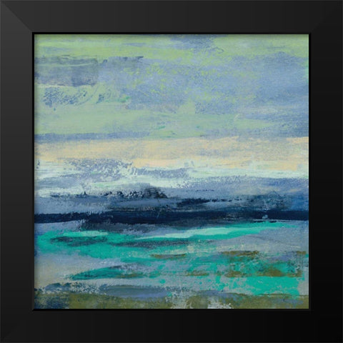 Teal Wave II Black Modern Wood Framed Art Print by Vassileva, Silvia