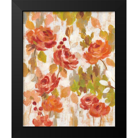 Red and Orange Brocade I Black Modern Wood Framed Art Print by Vassileva, Silvia