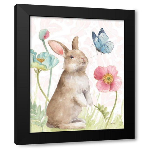 Spring Softies Bunnies II Pink Black Modern Wood Framed Art Print with Double Matting by Audit, Lisa