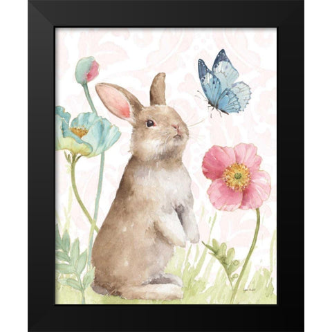 Spring Softies Bunnies II Pink Black Modern Wood Framed Art Print by Audit, Lisa