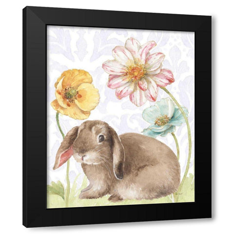 Spring Softies Bunnies III Purple Black Modern Wood Framed Art Print with Double Matting by Audit, Lisa