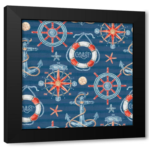 Nautical Life Step 01B Black Modern Wood Framed Art Print with Double Matting by Audit, Lisa