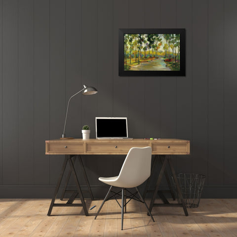 Path in the Forest Black Modern Wood Framed Art Print by Vassileva, Silvia