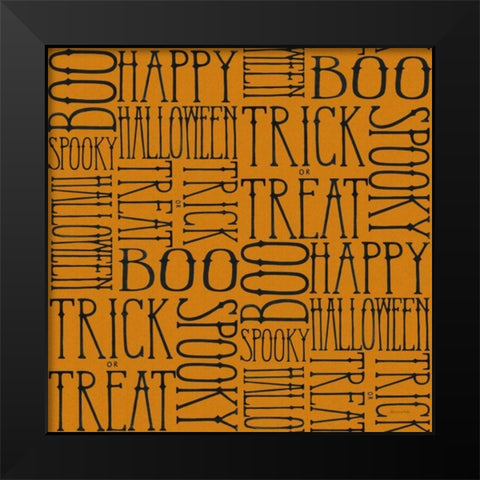 Vintage Halloween Pattern I Black Modern Wood Framed Art Print by Miller, Sara Zieve