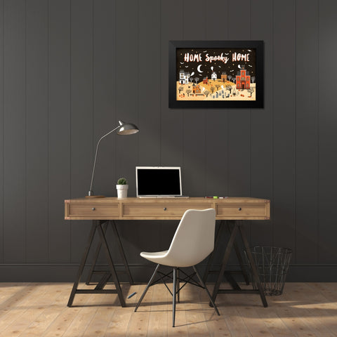 Spooky Village II Black Modern Wood Framed Art Print by Marshall, Laura