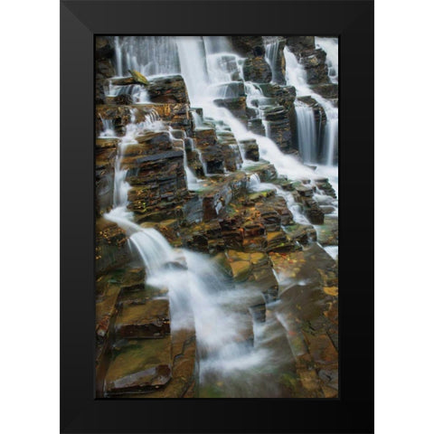 Falls on McDonald Creek color Black Modern Wood Framed Art Print by Majchrowicz, Alan