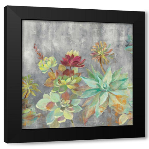 Succulent Garden Gray Crop Black Modern Wood Framed Art Print with Double Matting by Vassileva, Silvia