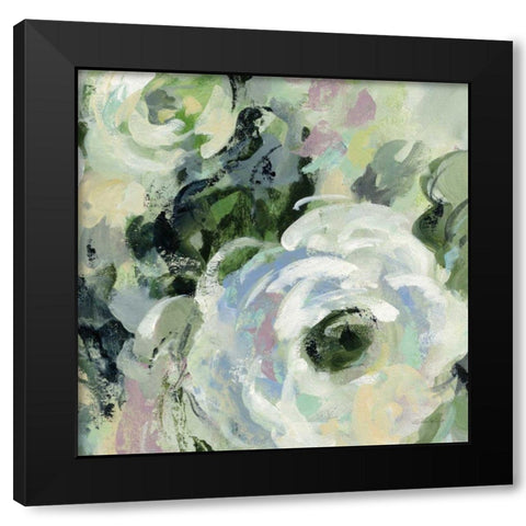 Sage and Lavender Peonies III Black Modern Wood Framed Art Print with Double Matting by Vassileva, Silvia