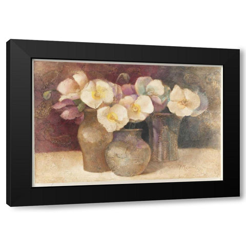 Poppies on Plum Black Modern Wood Framed Art Print with Double Matting by Hristova, Albena