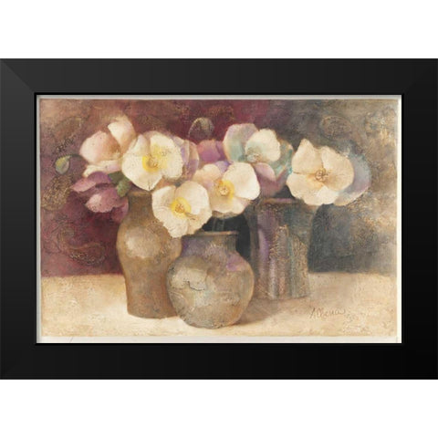 Poppies on Plum Black Modern Wood Framed Art Print by Hristova, Albena
