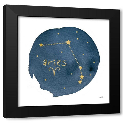 Horoscope Aries Black Modern Wood Framed Art Print by Hershey, Moira