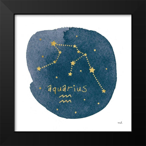 Horoscope Aquarius Black Modern Wood Framed Art Print by Hershey, Moira