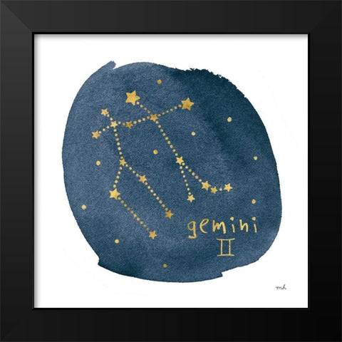Horoscope Gemini Black Modern Wood Framed Art Print by Hershey, Moira