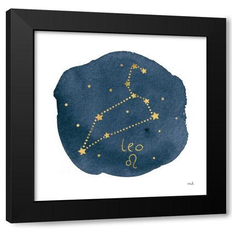 Horoscope Leo Black Modern Wood Framed Art Print by Hershey, Moira