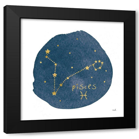 Horoscope Pisces Black Modern Wood Framed Art Print by Hershey, Moira