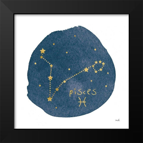 Horoscope Pisces Black Modern Wood Framed Art Print by Hershey, Moira