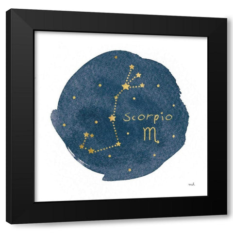 Horoscope Scorpio Black Modern Wood Framed Art Print by Hershey, Moira