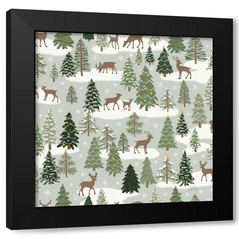 Christmas Village Pattern XI Black Modern Wood Framed Art Print with Double Matting by Marshall, Laura