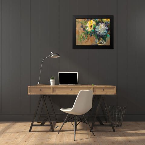 Glass Floral Black Modern Wood Framed Art Print by Vertentes, Jeanette