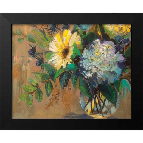 Glass Floral Black Modern Wood Framed Art Print by Vertentes, Jeanette