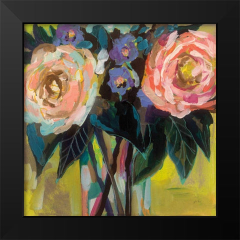 Happy Couple Black Modern Wood Framed Art Print by Vertentes, Jeanette