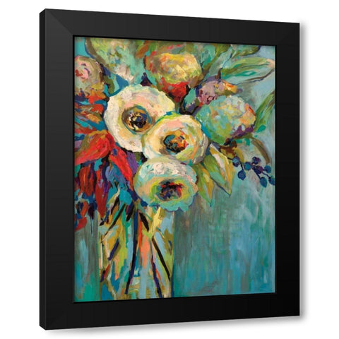 Mod Floral Black Modern Wood Framed Art Print by Vertentes, Jeanette