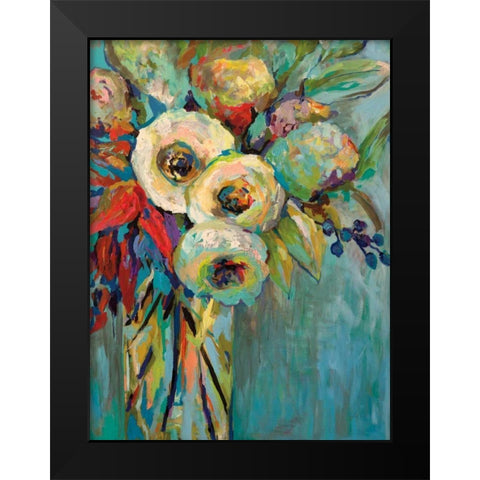 Mod Floral Black Modern Wood Framed Art Print by Vertentes, Jeanette