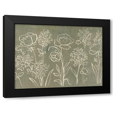 Sage Floral I Crop Black Modern Wood Framed Art Print with Double Matting by Vassileva, Silvia