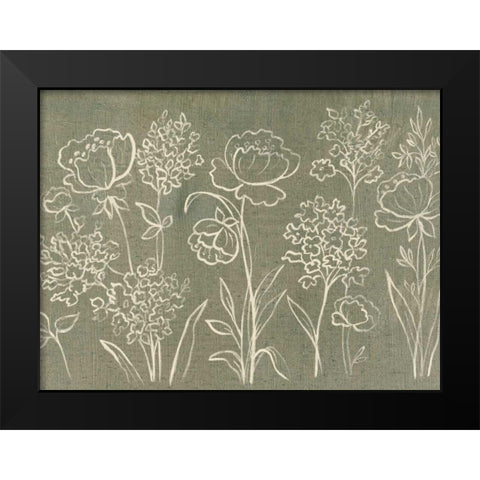 Sage Floral I Crop Black Modern Wood Framed Art Print by Vassileva, Silvia