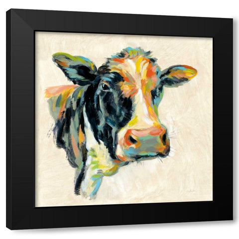 Expressionistic Cow I Black Modern Wood Framed Art Print with Double Matting by Vassileva, Silvia
