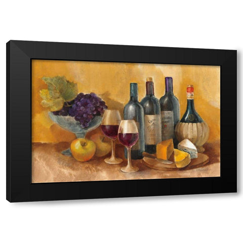 Wine and Fruit I v2 Black Modern Wood Framed Art Print with Double Matting by Hristova, Albena
