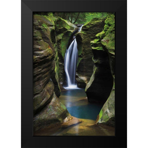 Corkscrew Falls Ohio Black Modern Wood Framed Art Print by Majchrowicz, Alan