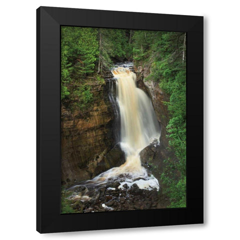 Miners Falls Michigan Black Modern Wood Framed Art Print by Majchrowicz, Alan
