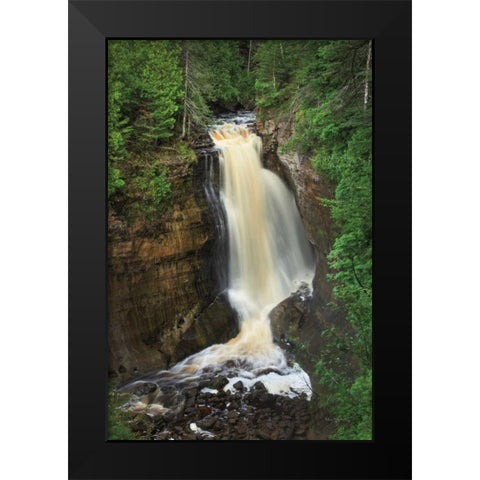 Miners Falls Michigan Black Modern Wood Framed Art Print by Majchrowicz, Alan