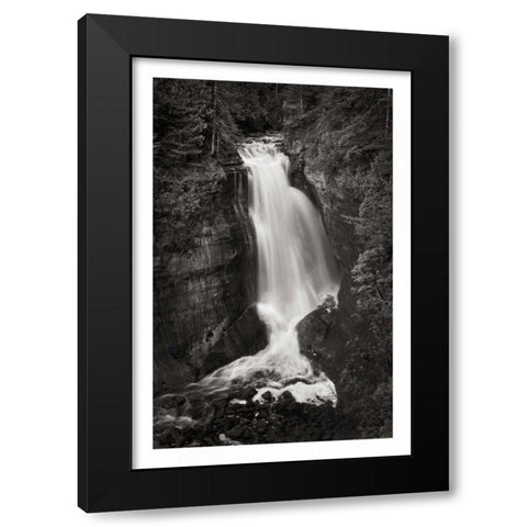Miners Falls Michigan BW Black Modern Wood Framed Art Print by Majchrowicz, Alan