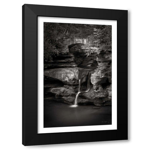 Upper Falls Old Mans Cave BW Black Modern Wood Framed Art Print with Double Matting by Majchrowicz, Alan