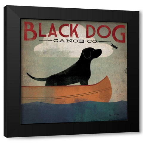 Black Dog Canoe Black Modern Wood Framed Art Print with Double Matting by Fowler, Ryan