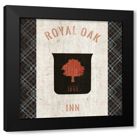 Tartan Lodge Shield II Black Modern Wood Framed Art Print with Double Matting by Wild Apple Portfolio