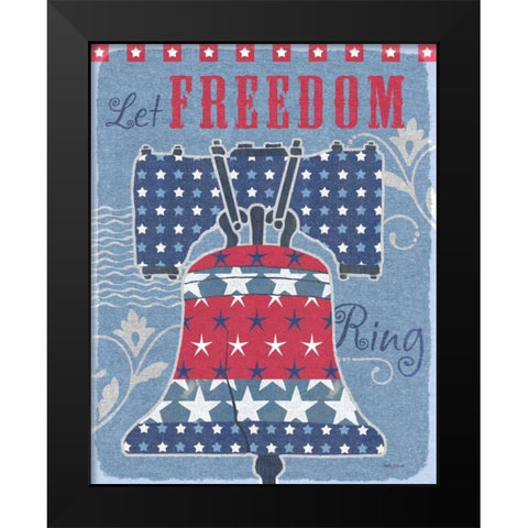 Stars and Stripes Bell Dark Black Modern Wood Framed Art Print by Grove, Beth