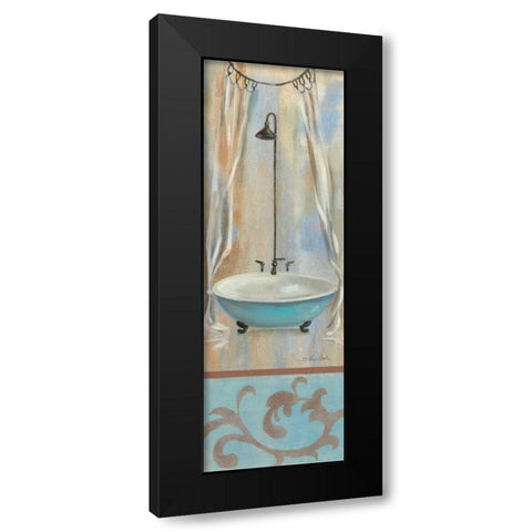 French Bathroom in Blue I Black Modern Wood Framed Art Print by Vassileva, Silvia