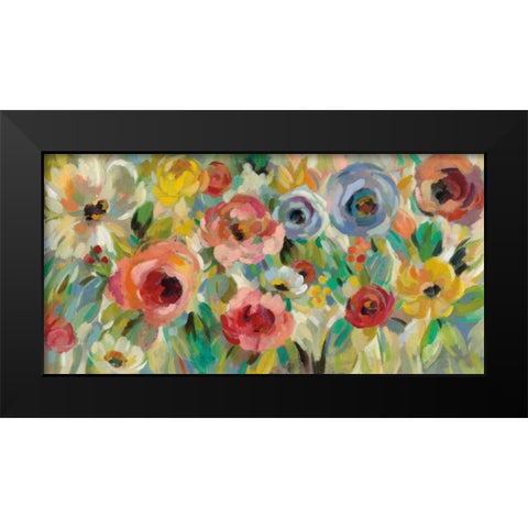 Vivid Coral Floral I Black Modern Wood Framed Art Print by Vassileva, Silvia