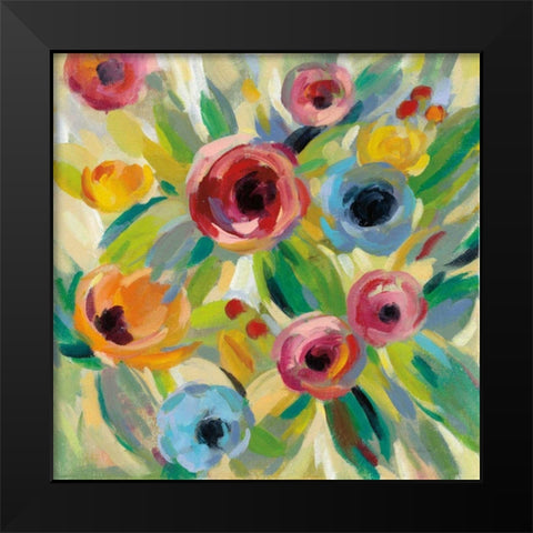 Vivid Coral Floral II Black Modern Wood Framed Art Print by Vassileva, Silvia