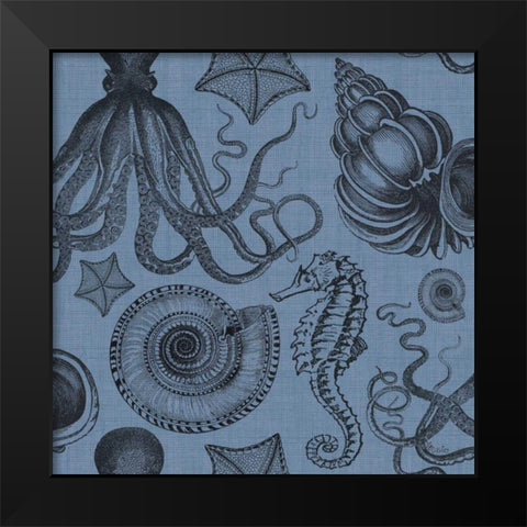 Coastal Farmhouse Pattern IC Black Modern Wood Framed Art Print by Pela Studio