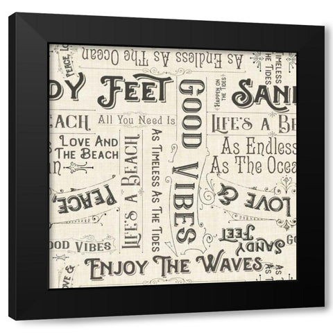 Coastal Farmhouse Pattern IIA Black Modern Wood Framed Art Print with Double Matting by Pela Studio