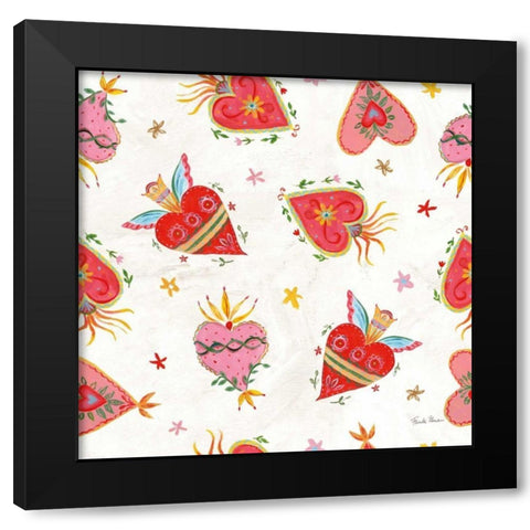 Homage to Frida Pattern VA Black Modern Wood Framed Art Print by Zaman, Farida