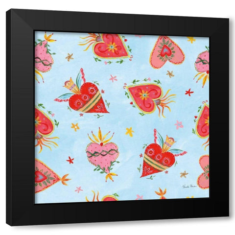 Homage to Frida Pattern VB Black Modern Wood Framed Art Print by Zaman, Farida