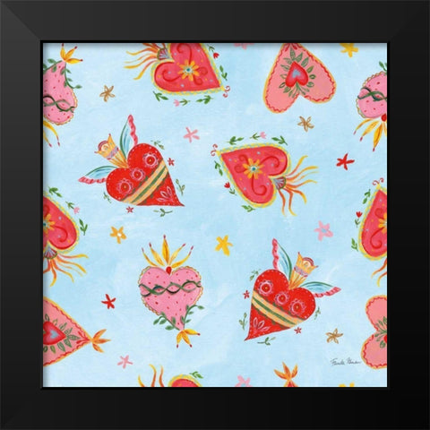Homage to Frida Pattern VB Black Modern Wood Framed Art Print by Zaman, Farida