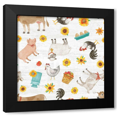 Farm Market Pattern IA Black Modern Wood Framed Art Print with Double Matting by Urban, Mary