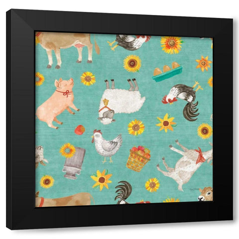 Farm Market Pattern IB Black Modern Wood Framed Art Print by Urban, Mary
